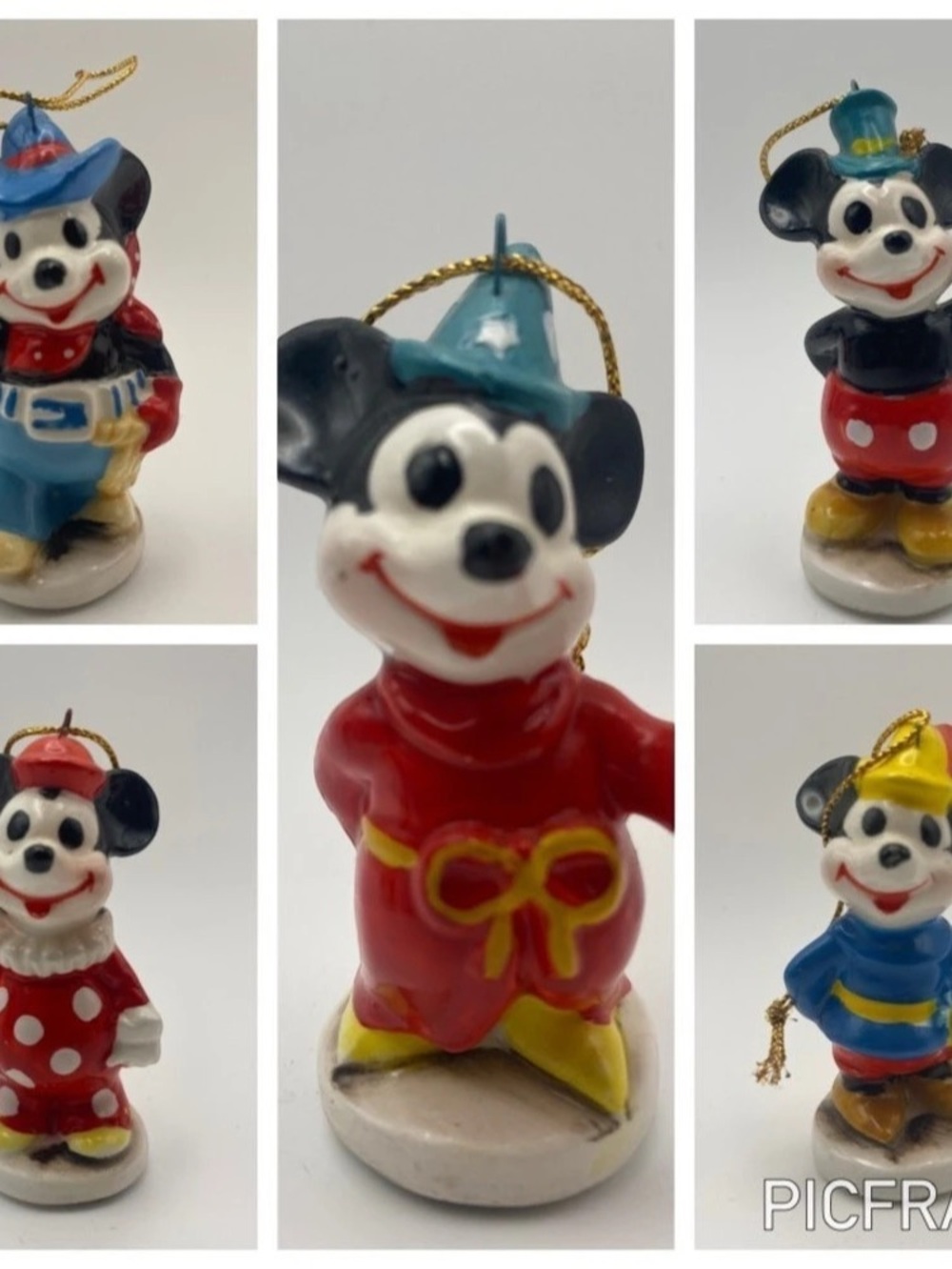 Vintage Walt Disney Mickey Mouse Christmas Ornament Set
